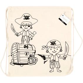 CREATIV COMPANY cotton colour-in drawstring gym bag with pirate designs