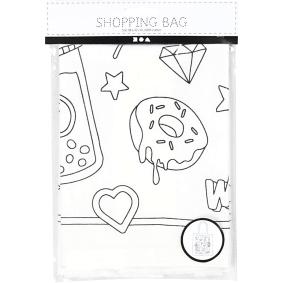 CREATIV COMPANY white cotton pre-printed colour-in tote bag
