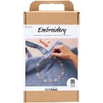 CREATIV COMPANY embroidery craft kit for a pigeon blue tote bag