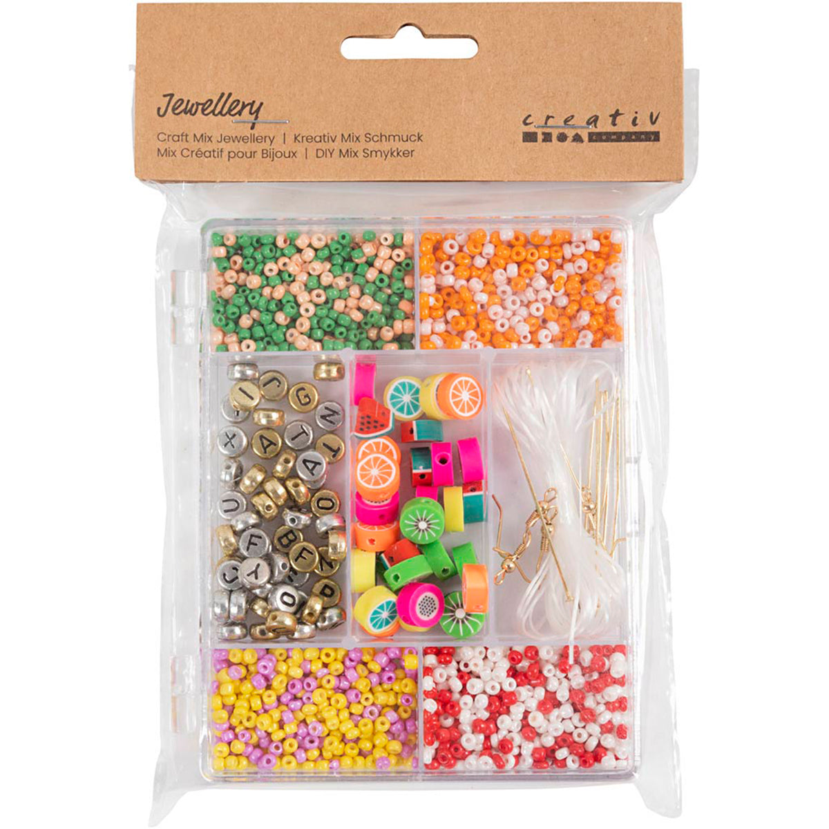 CREATIV COMPANY Jewellery Craft Mix, 12cm x 2cm x 17cm (4.72in x 0.78in x 6.7in) - Fruit mix, bold colours, 1600+ pcs