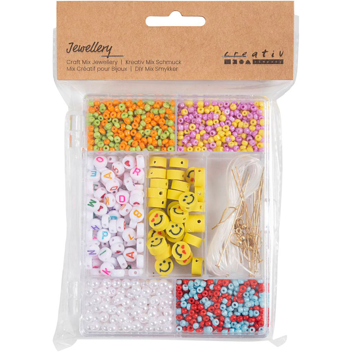 CREATIV COMPANY Jewellery Craft Mix, 12cm x 2cm x 17cm (4.72in x 0.78in x 6.7in) - Rainbow mix, rainbow colours, 1800+ pcs