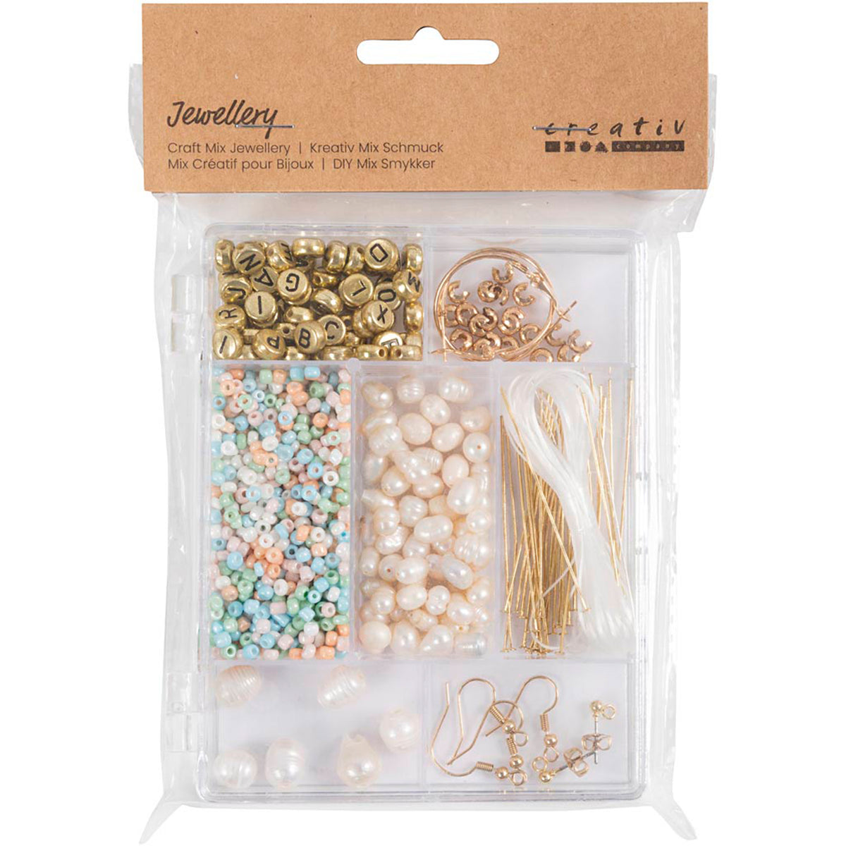 CREATIV COMPANY Craft Mix Jewellery - Freshwater pearls, 12cm x 2cm x 17cm (4.72in x 0.78in x 6.7in), 1100+ pcs, mute colours
