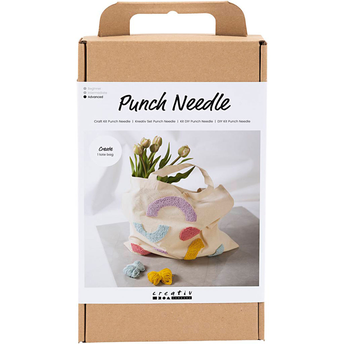 CREATIV COMPANY Punch Needle Craft Kit 18.6cm x 5cm x 31.4cm (7.32in x 1.96in x 12.36in) - Tote bag