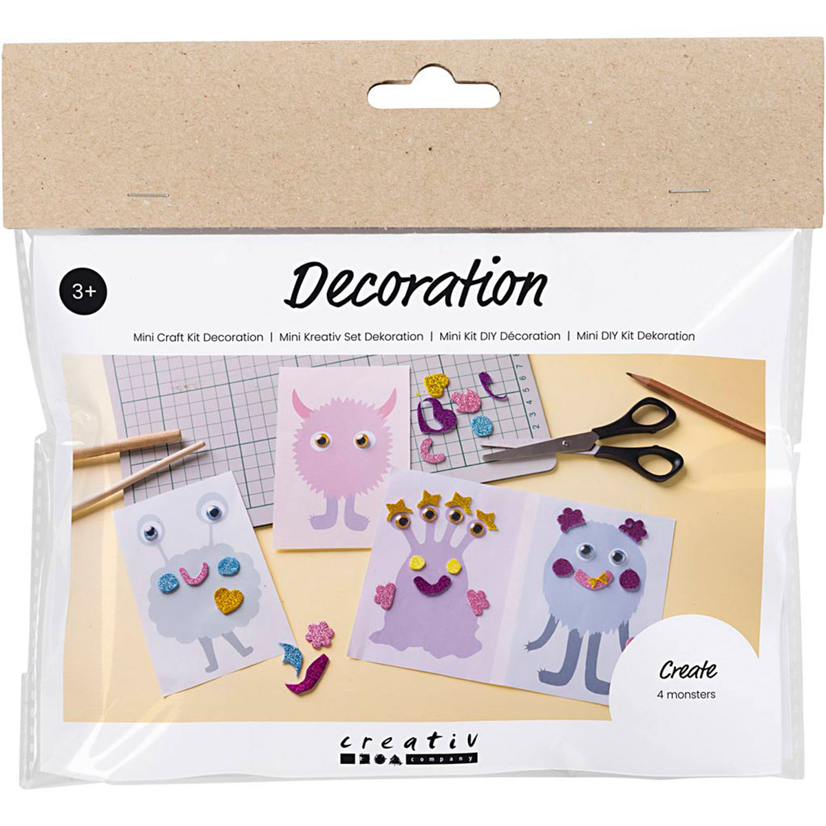 CREATIV COMPANY Mini Craft Kit Decoration 18cm x 2cm x 17cm (7in x 0.78in x 6.69in) - Monster Collage