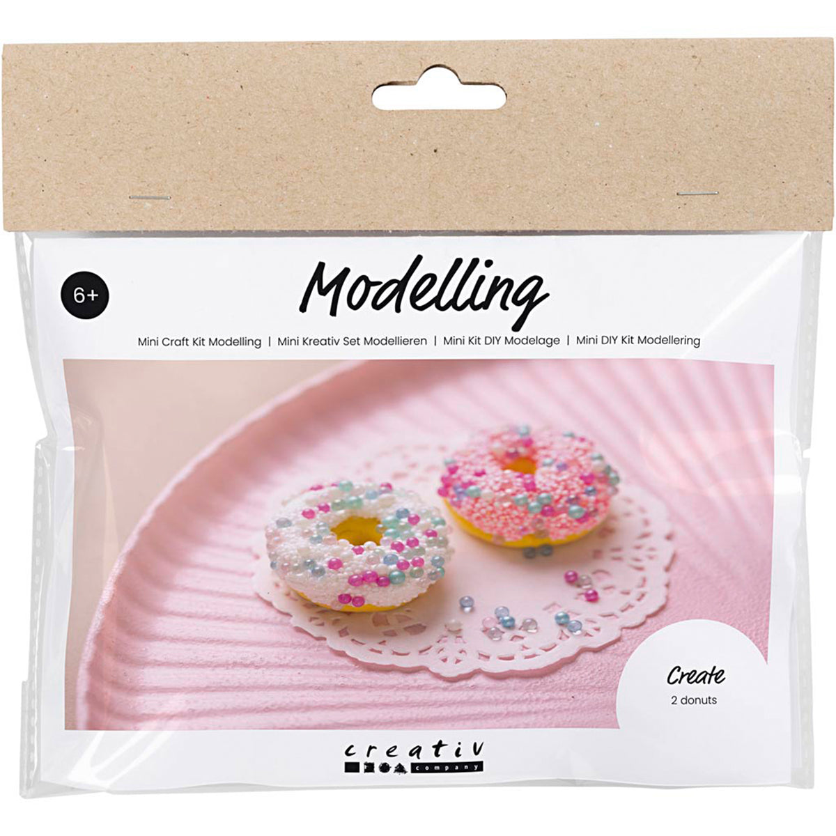 CREATIV COMPANY Mini Craft Kit 18cm x 4cm x 17cm (7in x 1.57in x 6.7in) - Modelling, donuts, pink, turquoise, white, yellow