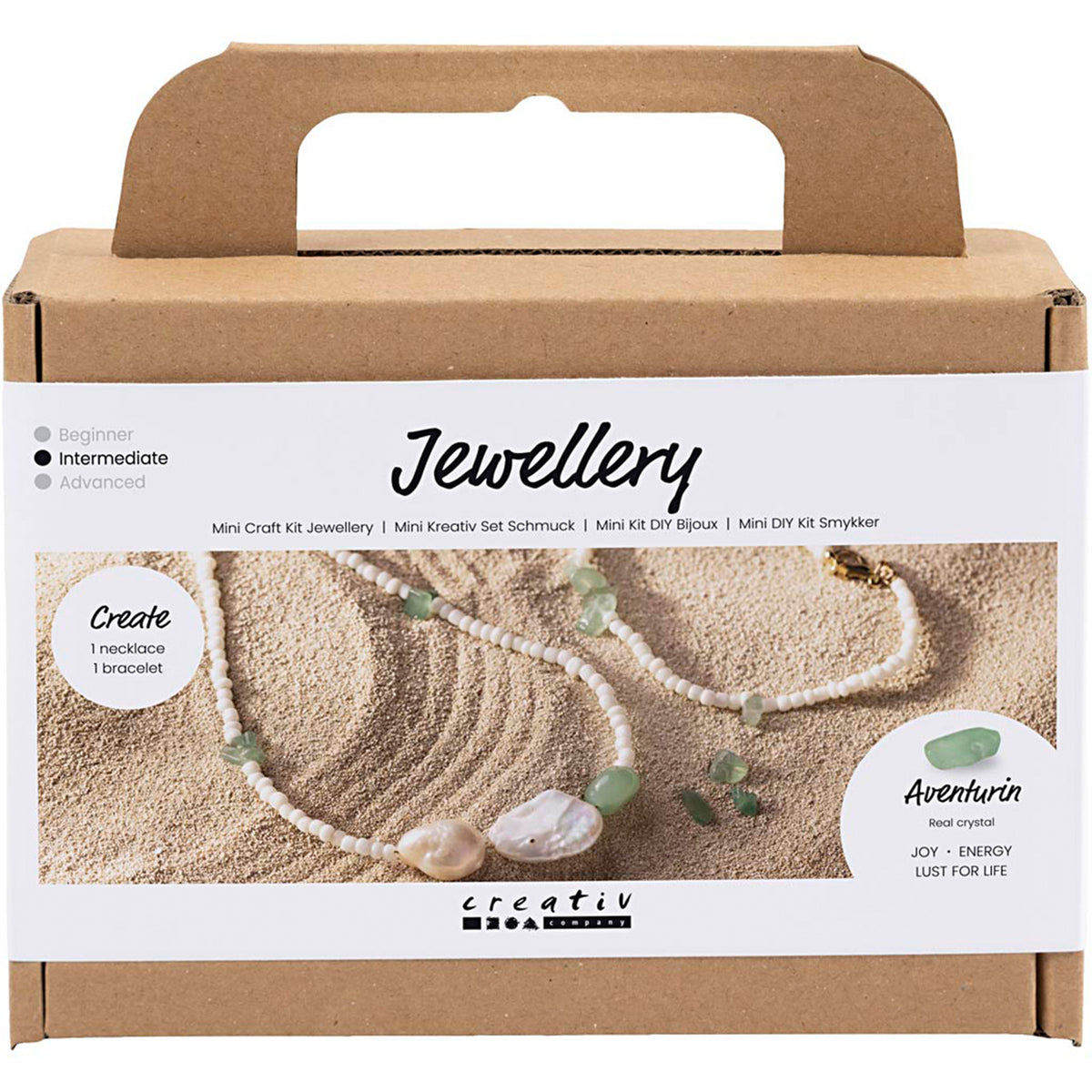 CREATIV COMPANY Jewellery Mini Craft Kit, 18.6cm x 5cm x 13.2cm (7.32in x 1.96in x 5.19in) - Aventurine Necklace and Bracelet