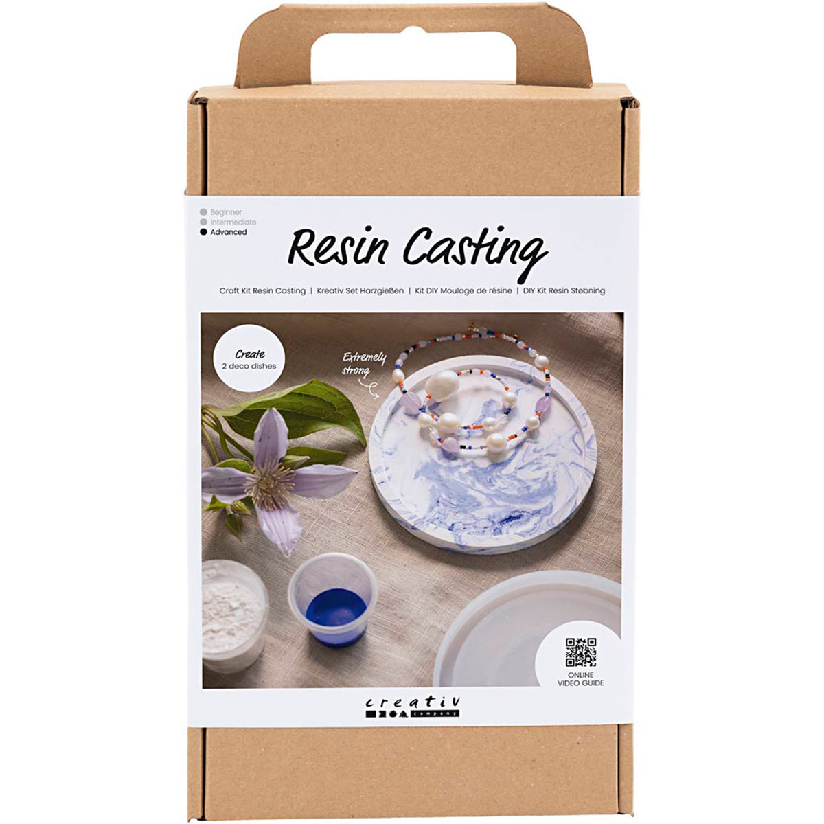 CREATIV COMPANY Resin Casting Craft Kit - Round Tray with Marbling, blue, white, 18.6cm x 5cm x 31.4cm (7.32in x 1.96in x 12.36in)