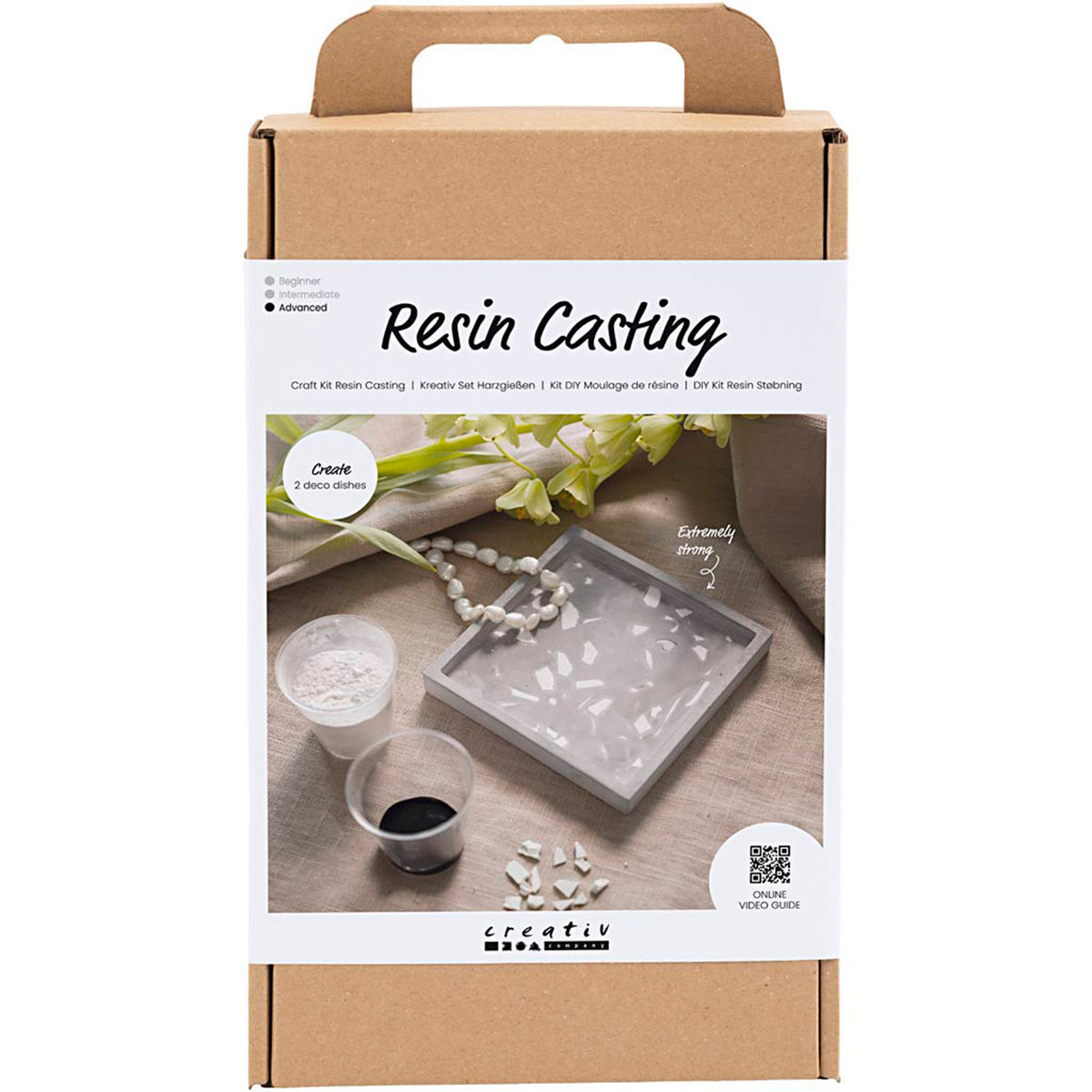 CREATIV COMPANY Resin Casting Craft Kit - Square Tray with Terrazzo, black, white, 18.6cm x 5cm x 31.4cm (7.32in x 1.96in x 12.36in)
