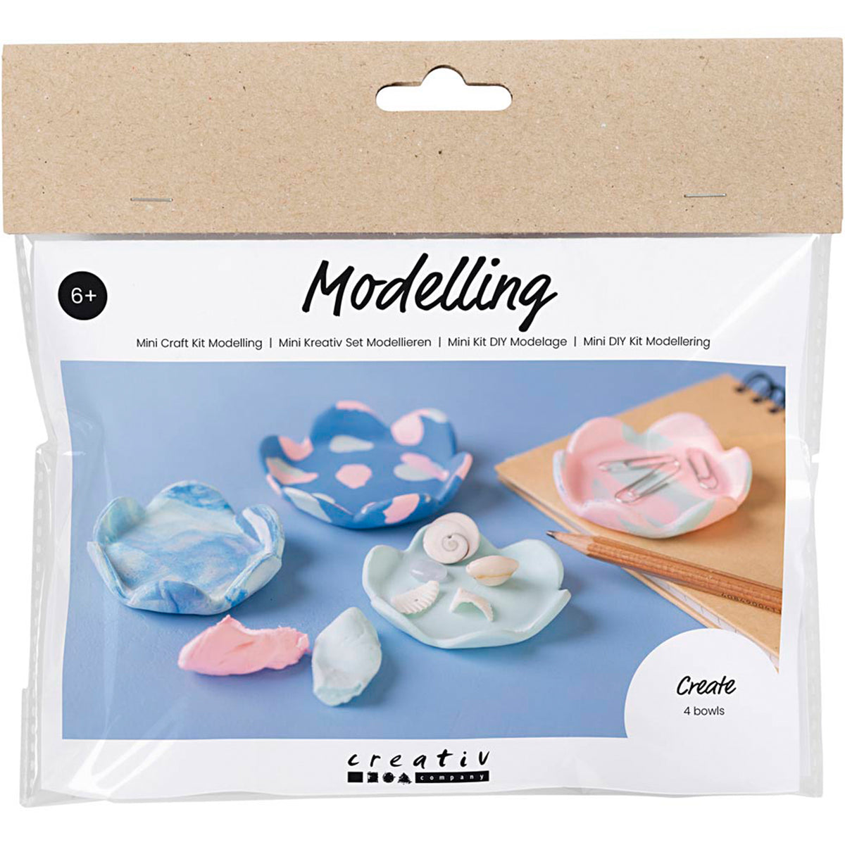 CREATIV COMPANY Mini Craft Kit 18cm x 4cm x 17cm (7in x 1.57in x 6.7in) - Bowls, pastel blue, light pink