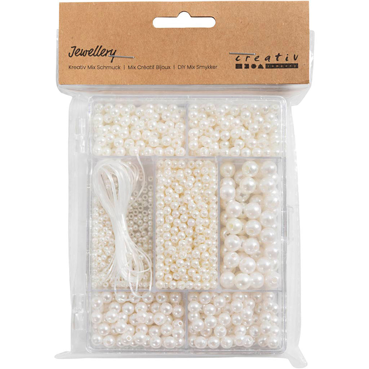 CREATIV COMPANY Craft Mix - Jewellery, Necklaces, bracelets, white mother of pearl, 12cm x 2cm x 17cm (4.72in x 0.78in x 6.7in) - 1200 pcs