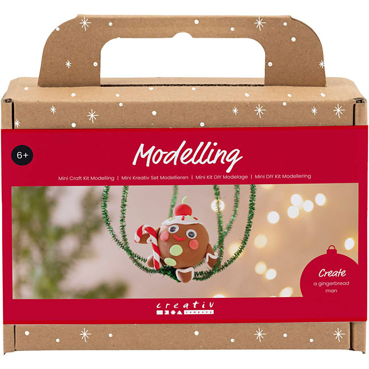 CREATIV COMPANY Mini Craft Kit - Modelling, Gingerbread man, assorted colours, 18.6cm x 5cm x 13.2cm (7.32in x 1.96in x 5.19in)