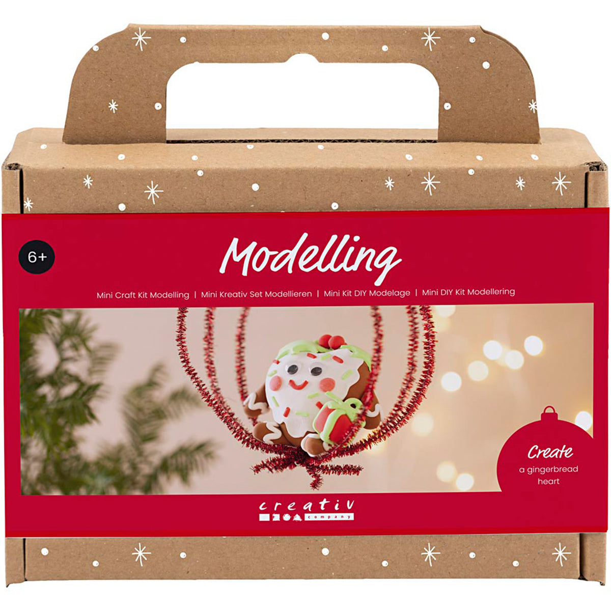 CREATIV COMPANY Mini Craft Kit - Modelling, Heart-shaped Christmas figure, assorted colours, 18.6cm x 5cm x 13.2cm (7.32in x 1.96in x 5.19in)