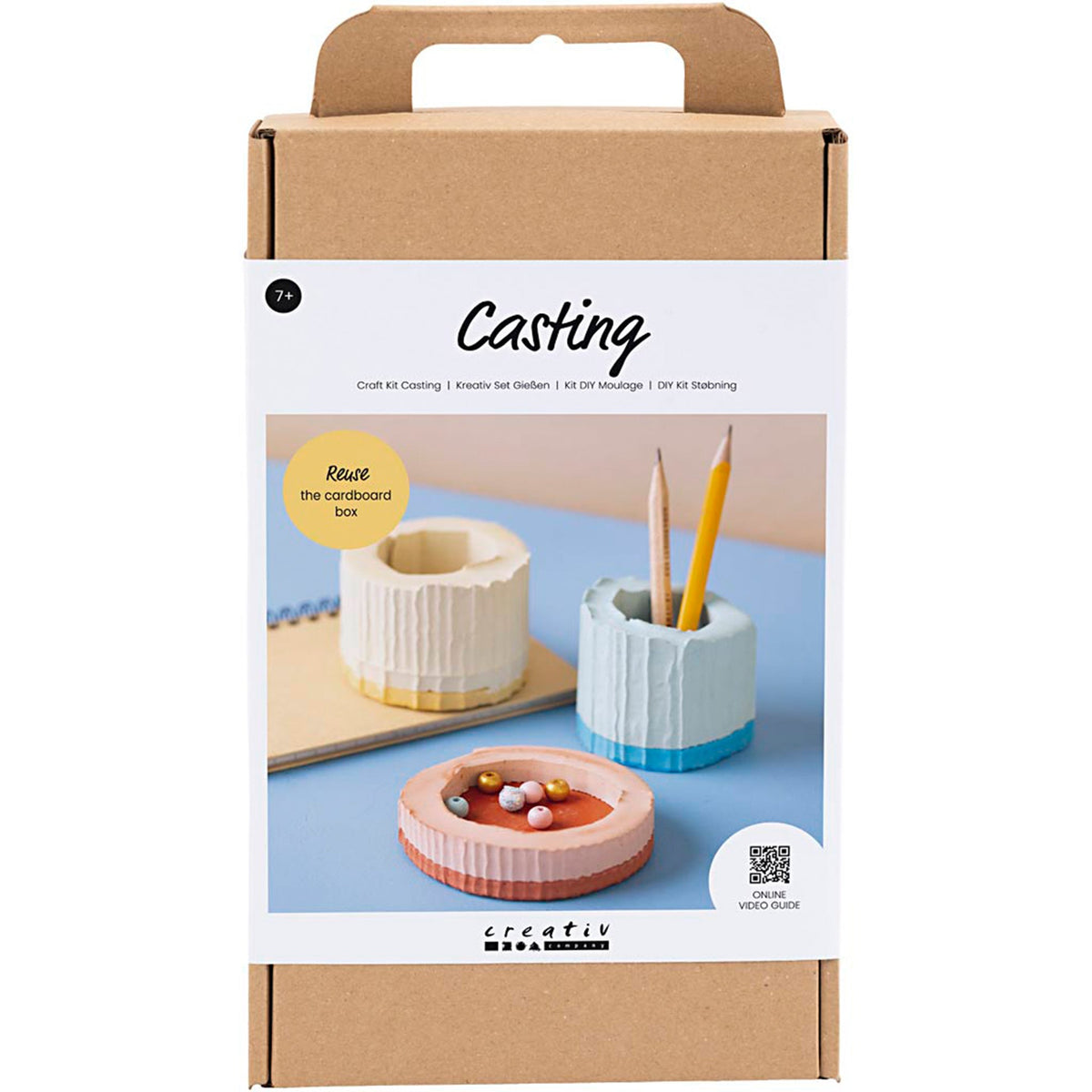 CREATIV COMPANY Casting Craft Kit - Containers, blue, red, light yellow, 18.6cm x 5cm x 31.4cm (7.32in x 1.96in x 12.36in)