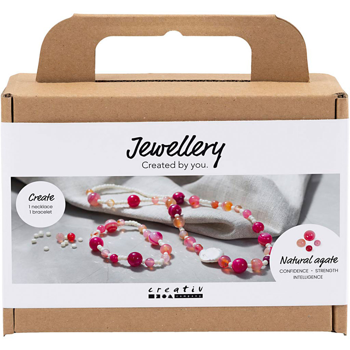 CREATIV COMPANY Jewellery Mini Craft Mix - Necklace and bracelet, pink, 18.6cm x 5cm x 13.2cm (7.32in x 1.96in x 5.19in)