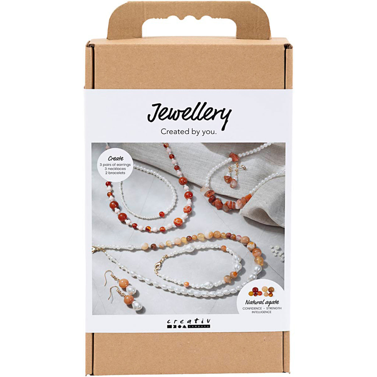 CREATIV COMPANY Jewellery Craft Kit - beige, burnt orange, white mother of pearl, 18.6cm x 5cm x 31.4cm (7.32in x 1.96in x 12.36in)