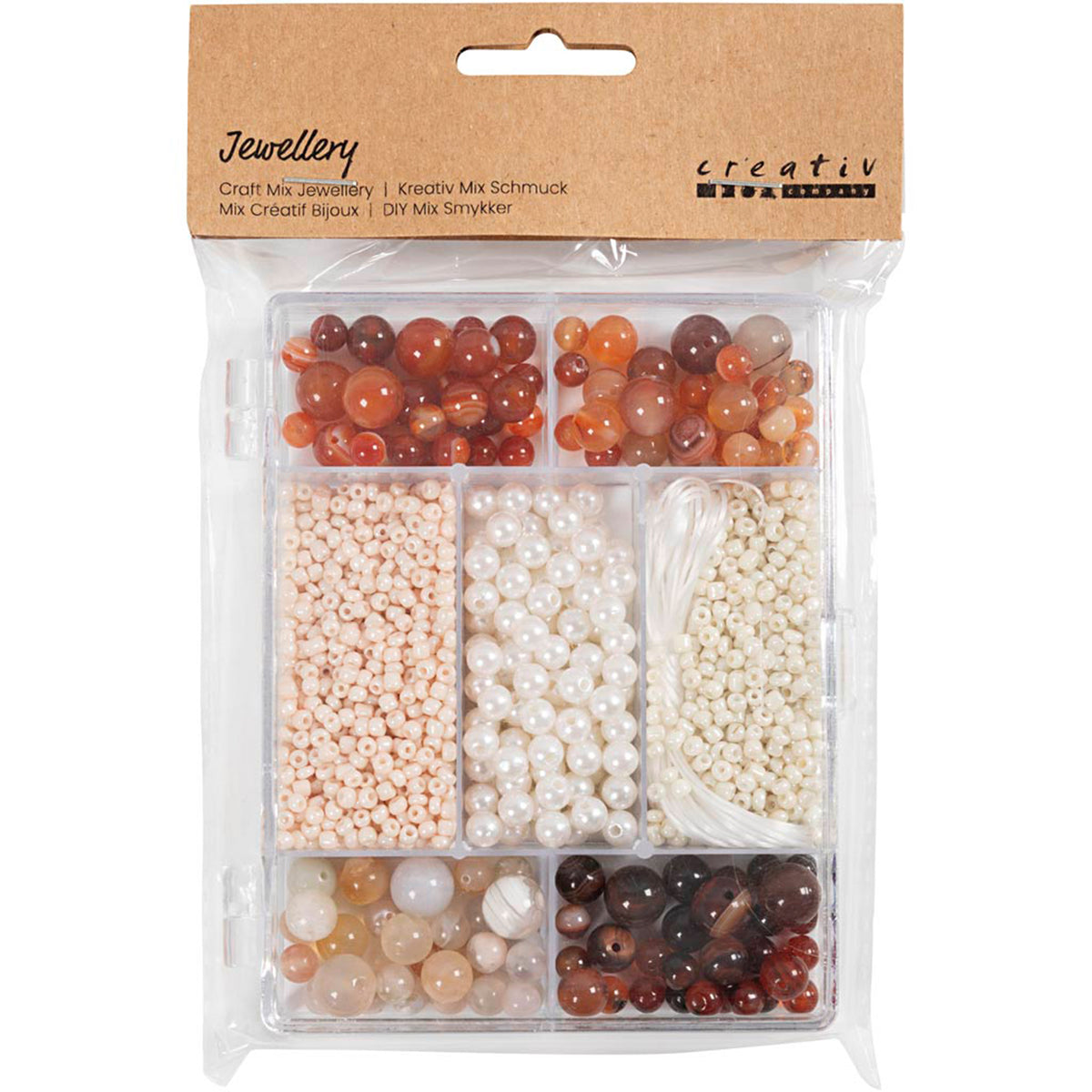CREATIV COMPANY Craft Mix Jewellery - Agates, 12cm x 2cm x 17cm (4.72in x 0.78in x 6.7in) - 1480 pcs, assorted