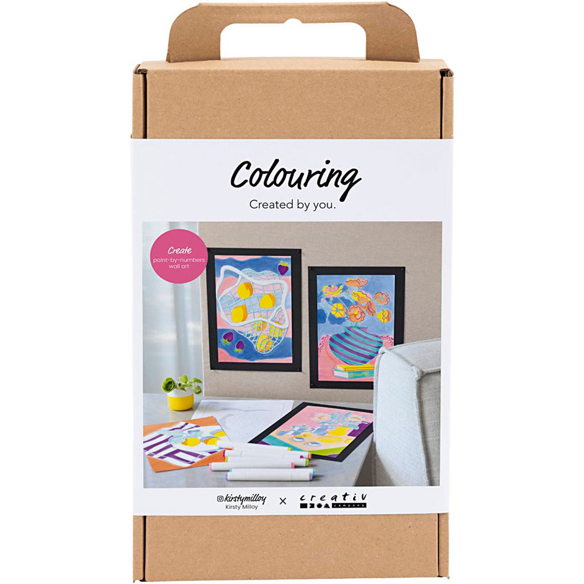 CREATIV COMPANY Craft Kit Colouring 18.6cm x 5cm x 31.4cm (7.32in x 1.96in x 12.36in) - Paint by numbers with markers
