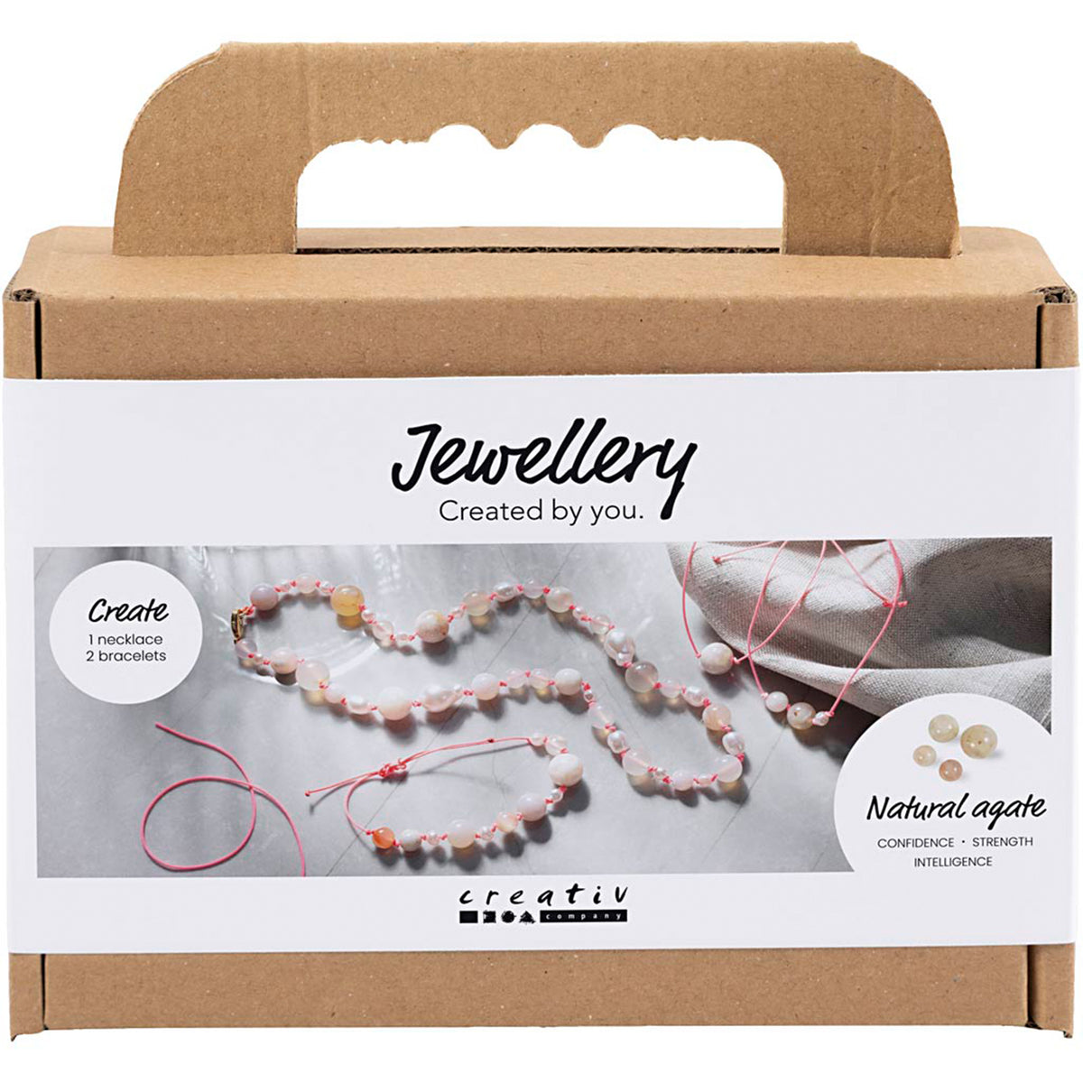 CREATIV COMPANY Jewellery Mini Craft Mix - Necklace and bracelet, pink, 18.6cm x 5cm x 13.2cm (7.32in x 1.96in x 5.19in)