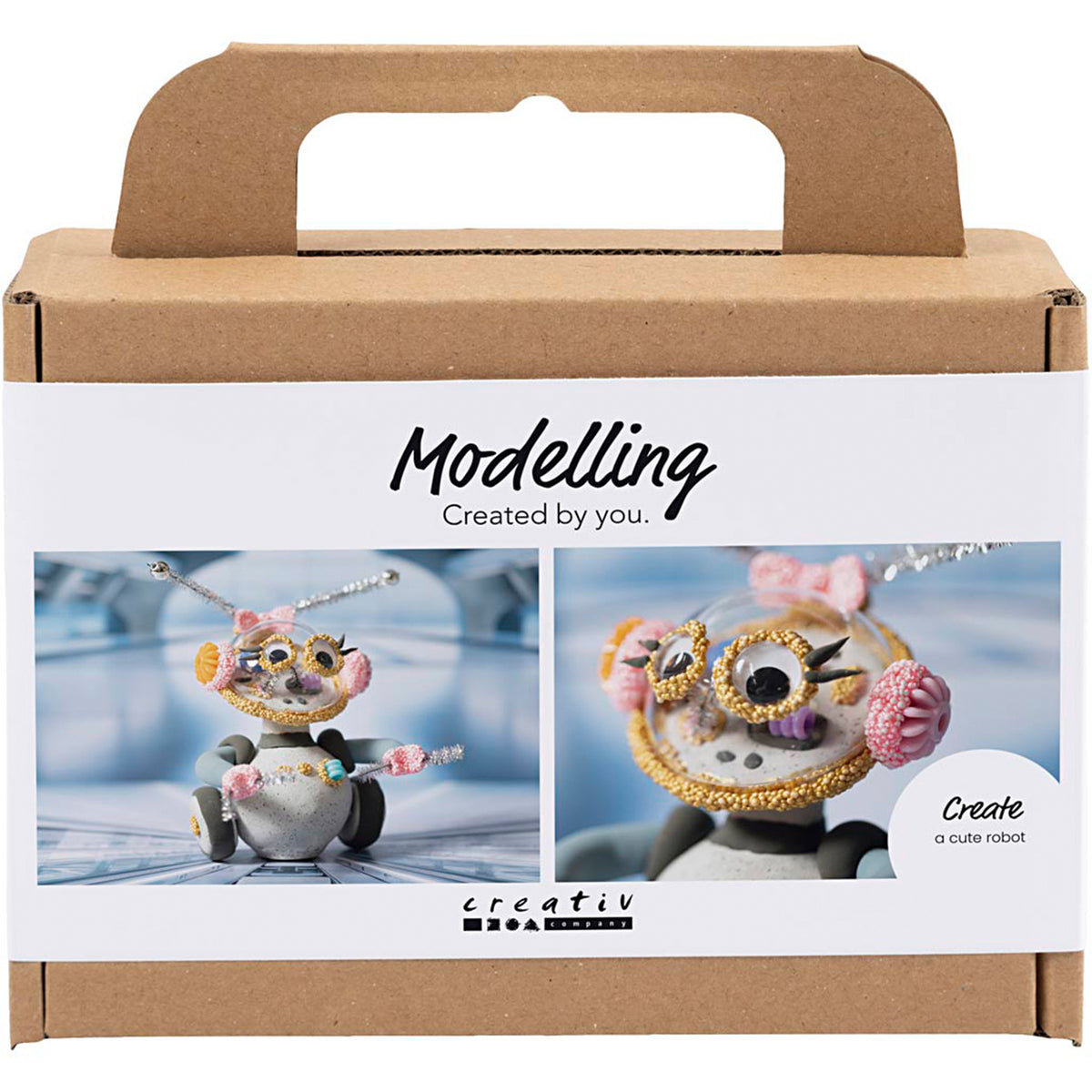 CREATIV COMPANY Mini Craft Kit 18.6cm x 5cm x 13.2cm (7.32in x 1.96in x 5.19in) - Robot, grey, pink