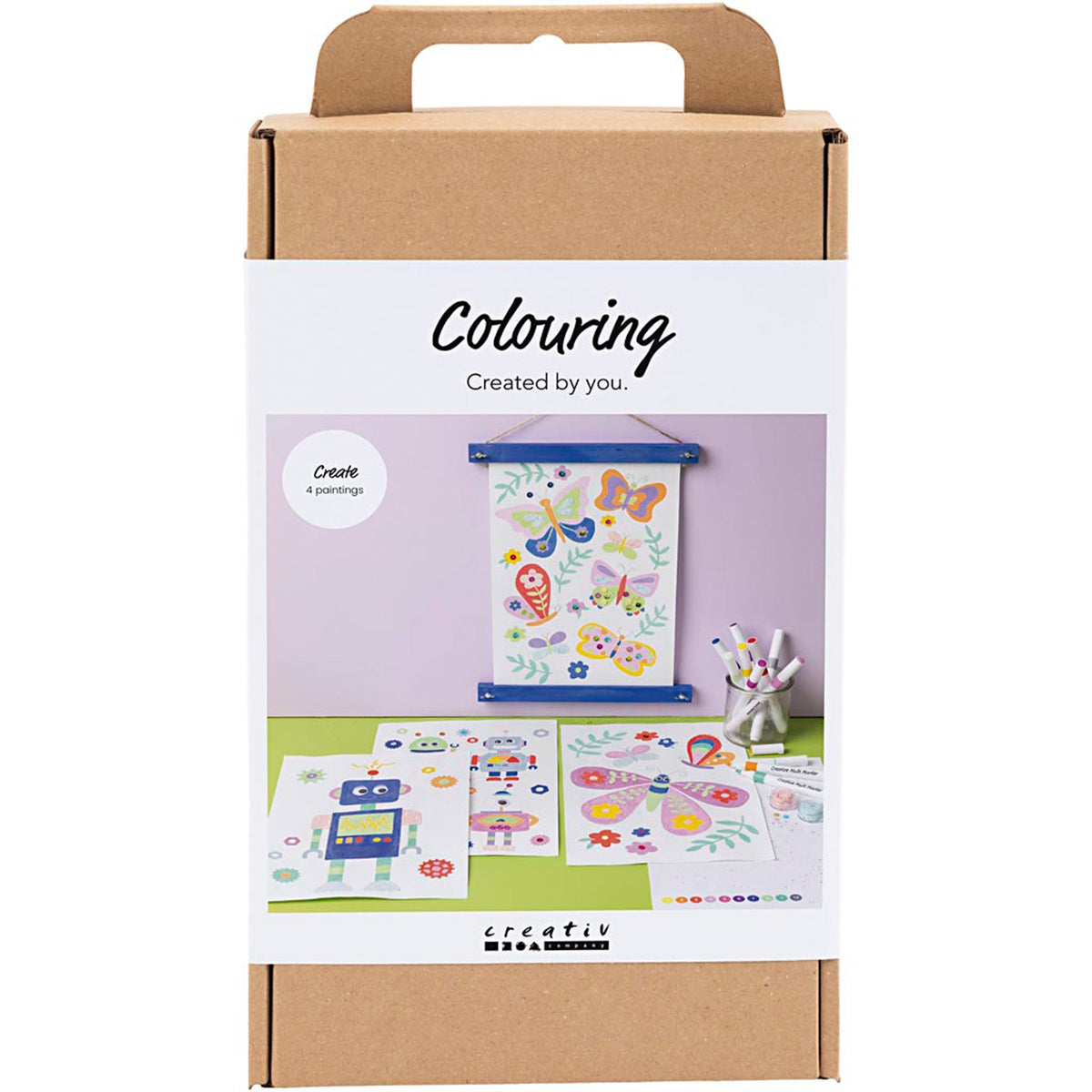 CREATIV COMPANY Craft Kit Colouring 18.6cm x 5cm x 31.4cm (7.32in x 1.96in x 12.36in) - Butterfly and robot
