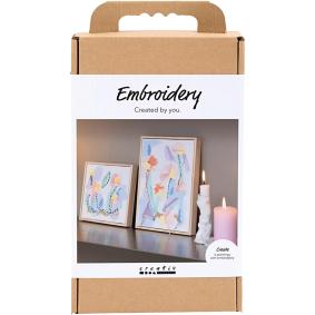 CREATIV COMPANY embroidery and acrylic painting craft kit for two abstract pictures