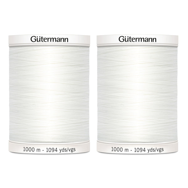 Paquet de 2 Gütermann - Fil à coudre tout usage de 1 094 verges chacune - Nouveau blanc