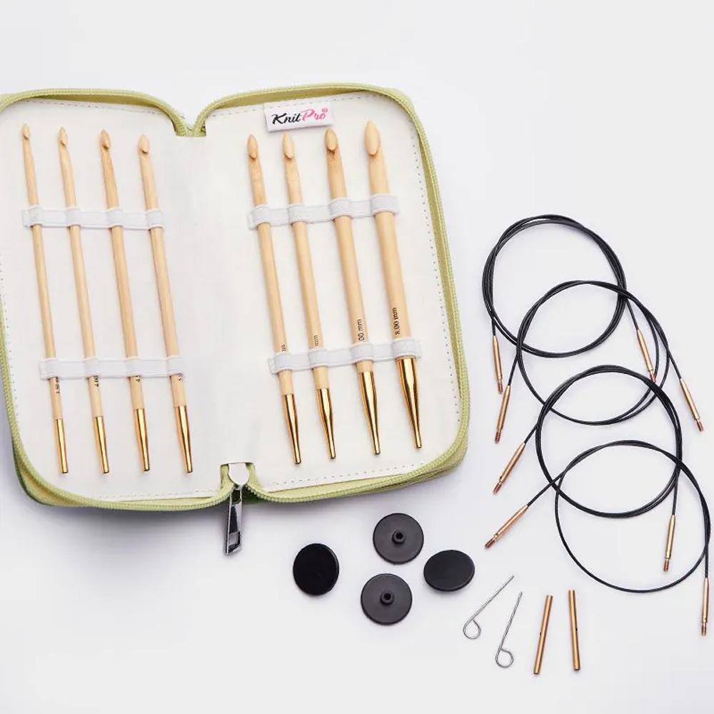 KNITPRO Bamboo Afghan Interchangeable Needle Set 8 pcs Tunisian Crochet Hook KPR22554