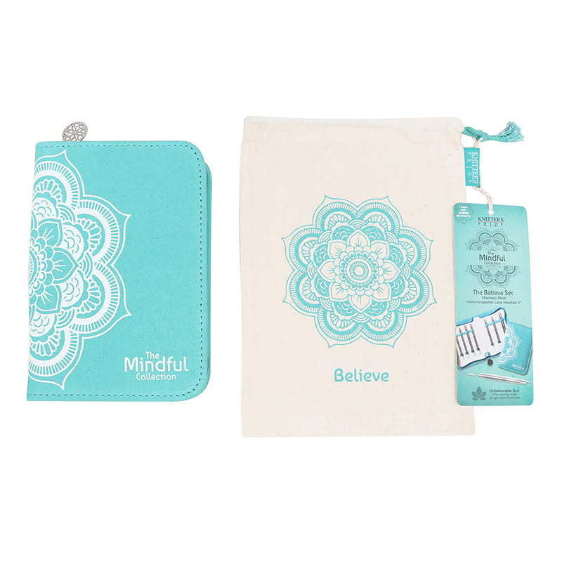 KNITPRO Mindful 12.7cm (5") "Believe" Interchangeable Lace Knitting Needles Set - 7 sizes
