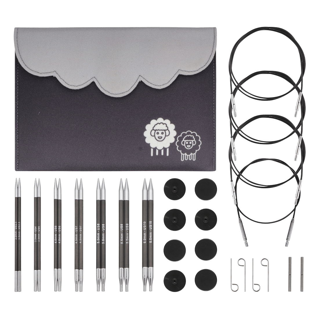 KNITPRO Karbonz Midi Interchangeable Needle Set 13 cm (5 in), product code 41631