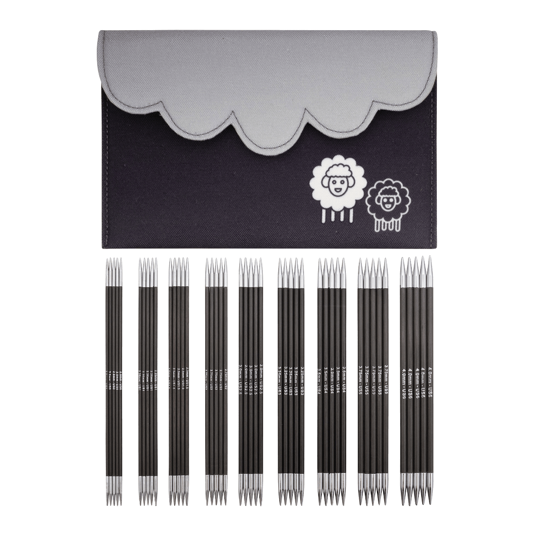 KNITPRO Karbonz Deluxe Double Pointed Needle Set 15 cm (6 in), product code 41638