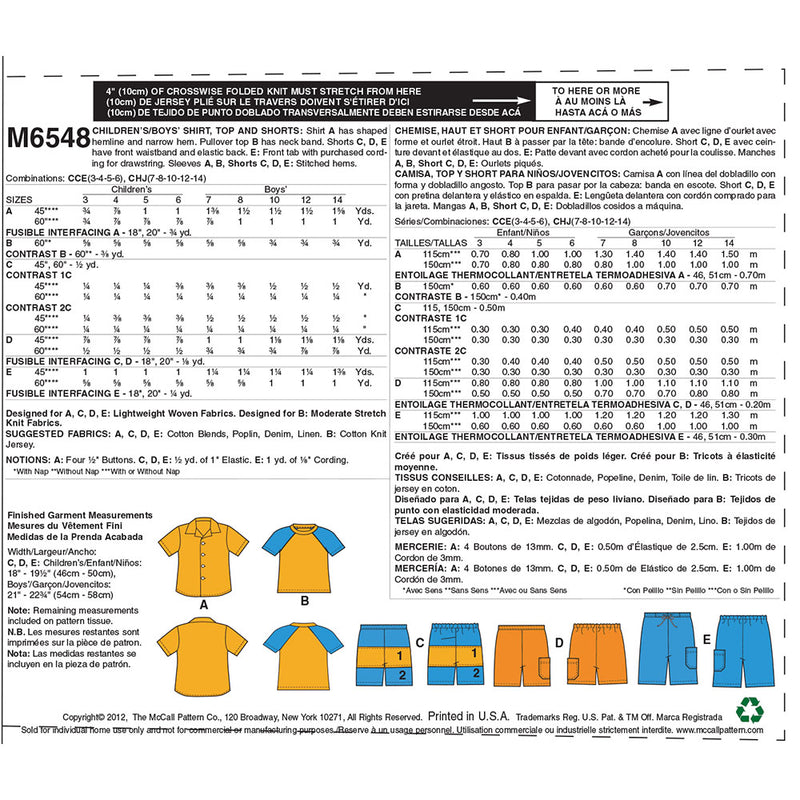 McCALL's M6548 Décontracté