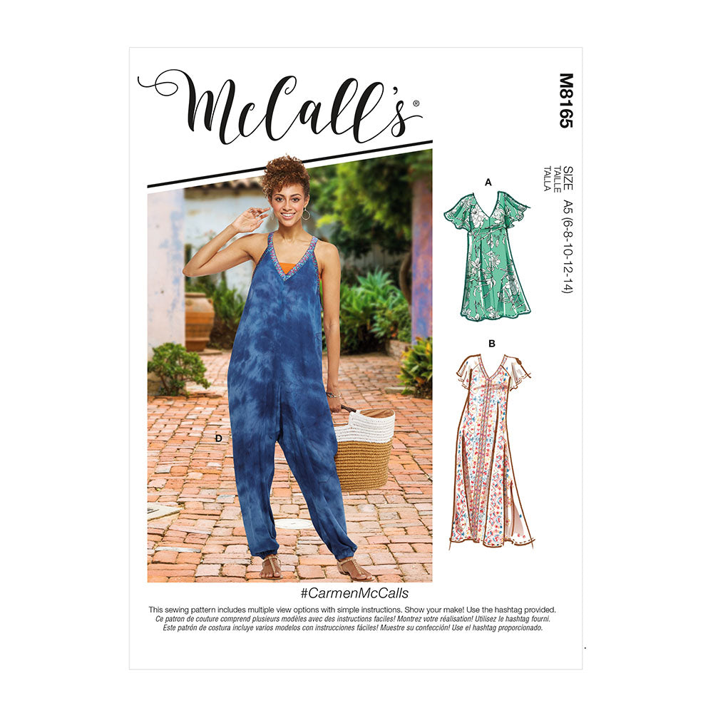McCALL's M8165 Misses' dresses and jumpsuit sewing pattern