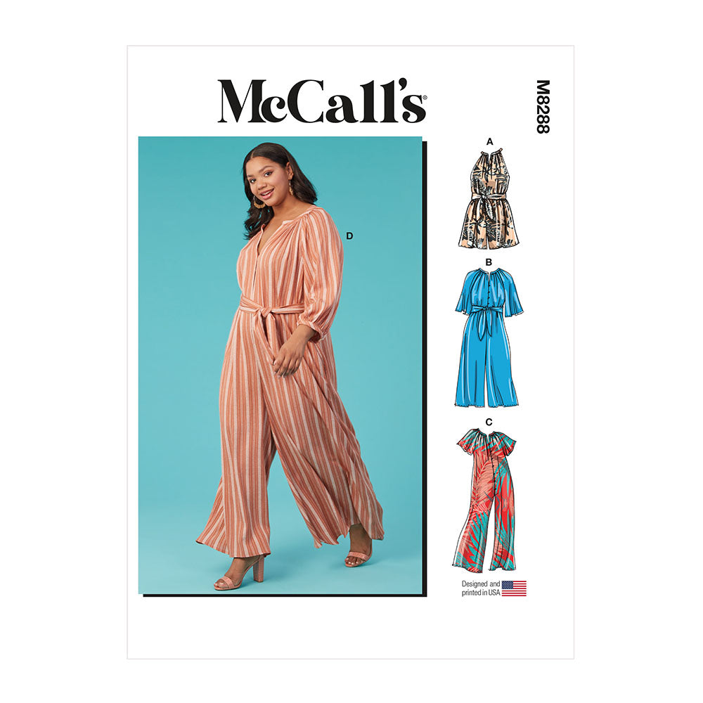McCALL's M8288 Misses' and Women's Romper, Jumpsuits and Sash
