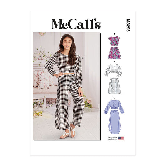 McCALL's M8295 Girls' Tops, Skirts, Shorts and Pants