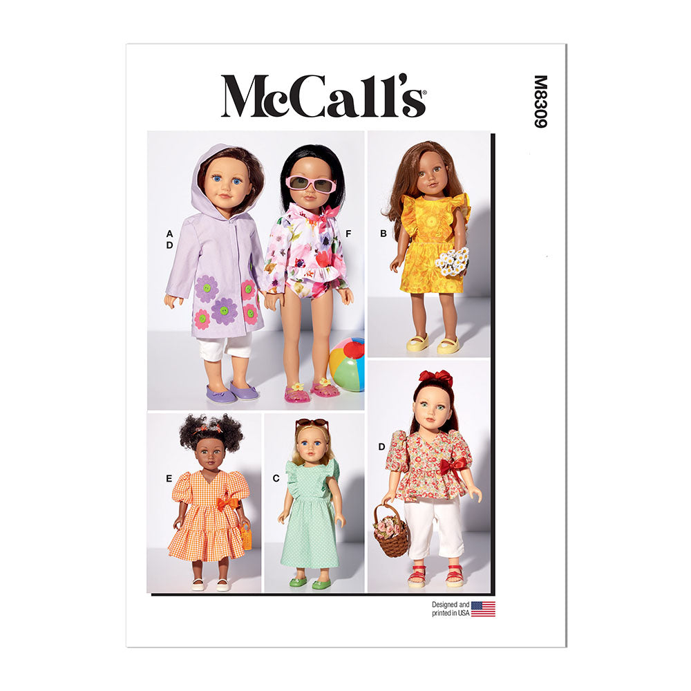 McCALL's M8309 18 Doll Clothes