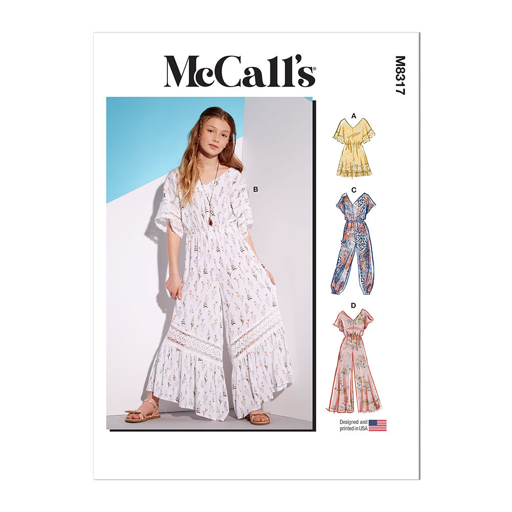 McCALL's M8317 Girls' Romper and Jumpsuits