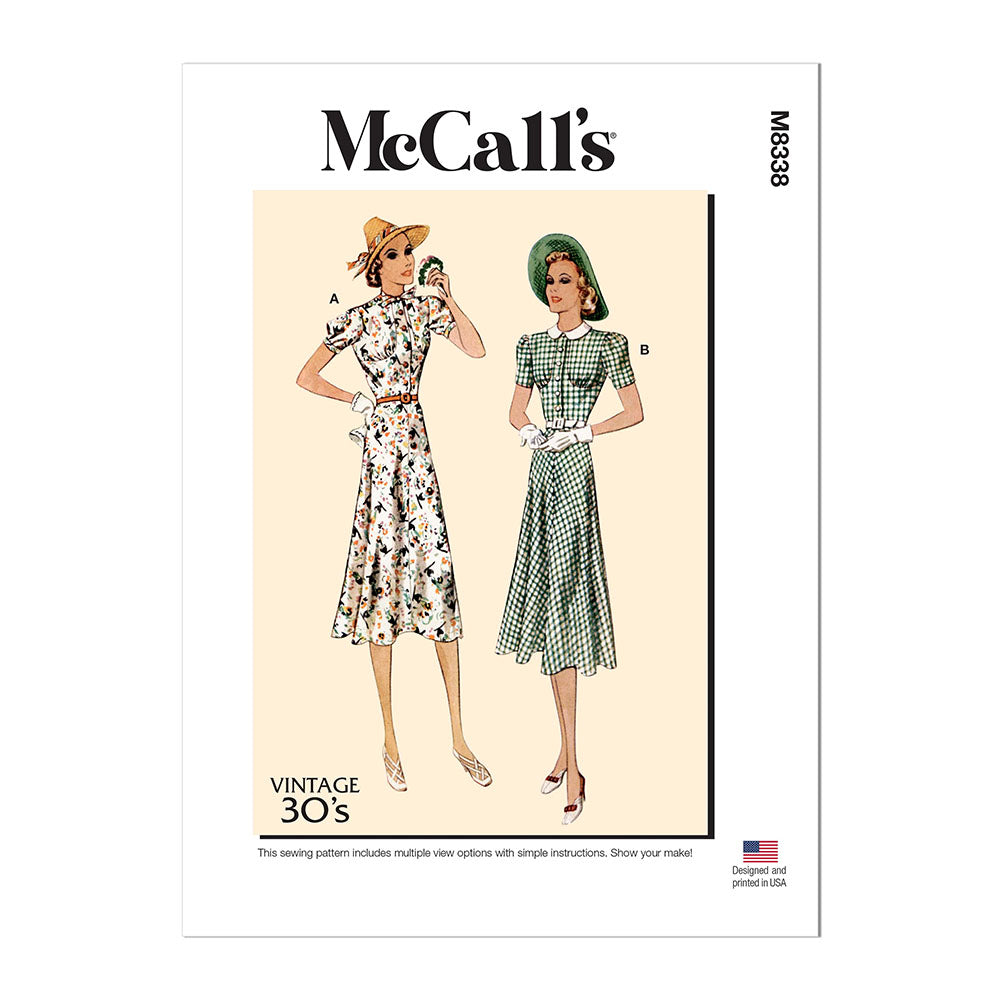 McCALL's M8338 Misses' Vintage Dresses and Belt