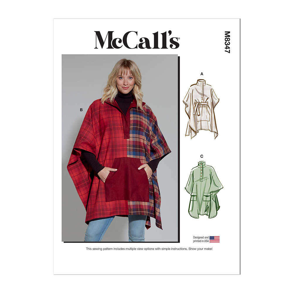 McCALL's M8347 Misses' Poncho