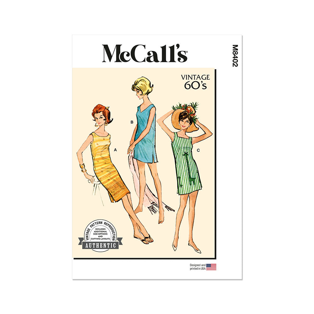 McCALL's M8402 Misses' Dresses in Two Lengths with Choice of Three Necklines