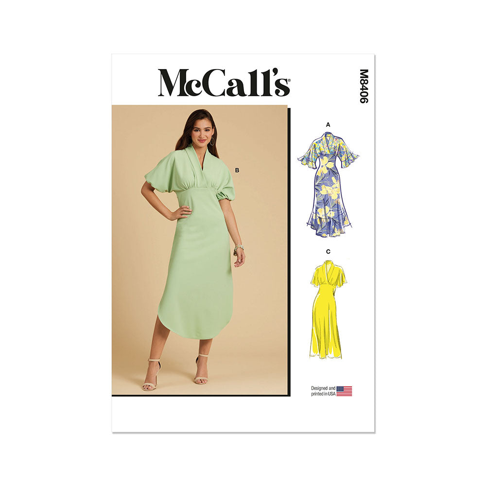 McCALL's M8406 Misses' Dress with Sleeve and Hemline Variations