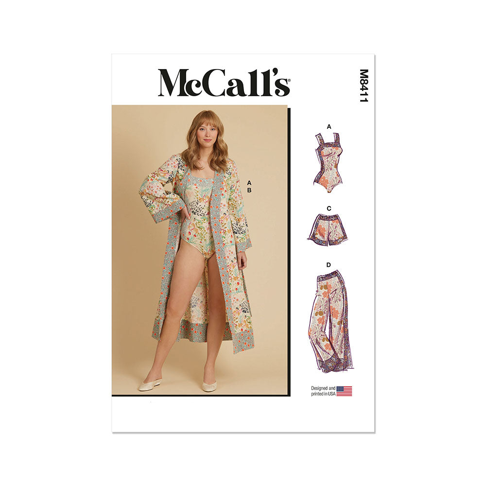 McCALL's M8411 Misses' Bodysuit, Robe, Shorts and Pants