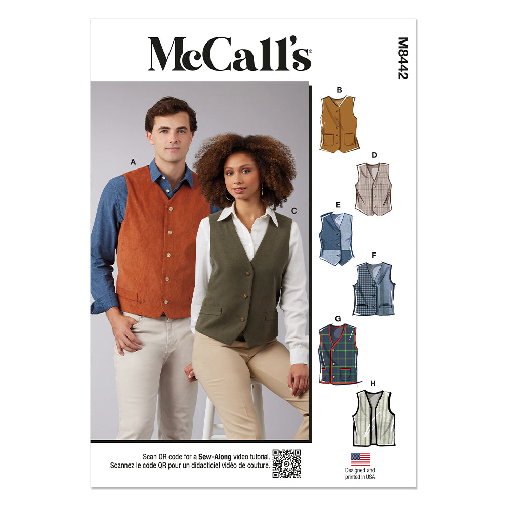 McCALL's M8442 Misses' and Men's Lined Vests