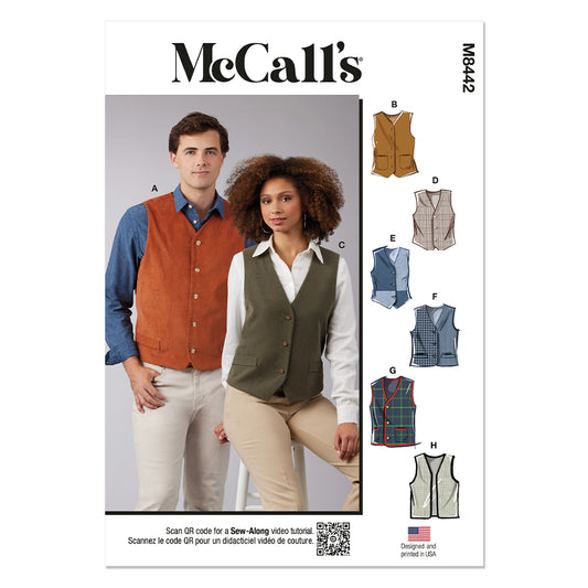 McCALL's M8442 Misses' and Men's Lined Vests
