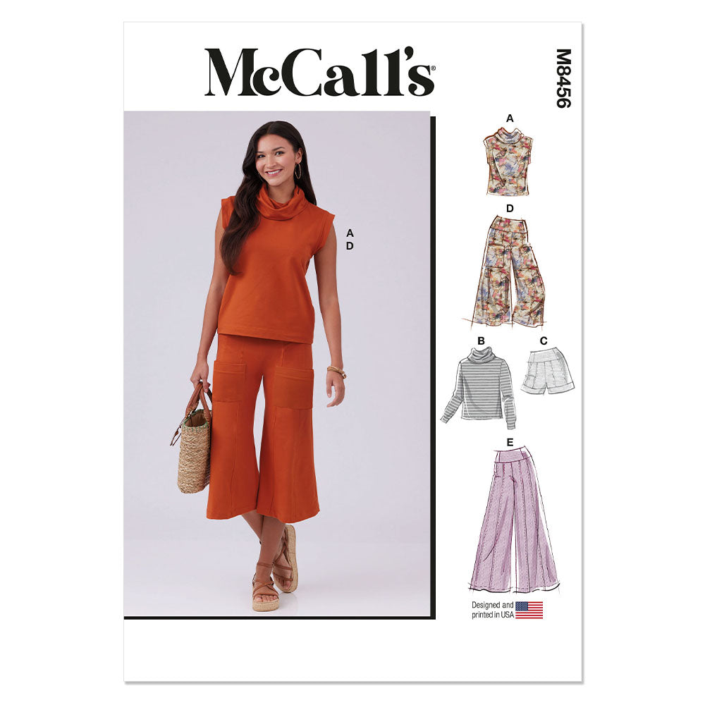 McCALL's M8456 Misses' And Women's Knit Top, Shorts And Pants