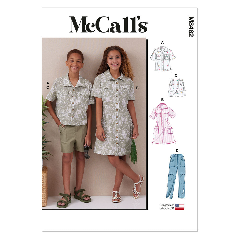 McCALL's M8462 Girls' And Boys' Shirt, Pants, Shorts And Girls' Dress