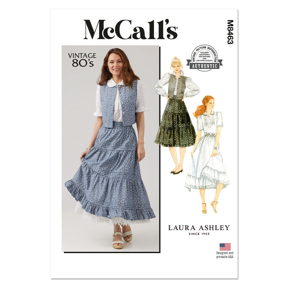 McCALL's M8463 Misses' Blouse, Vest, Skirt And Petticoat By Laura Ashley