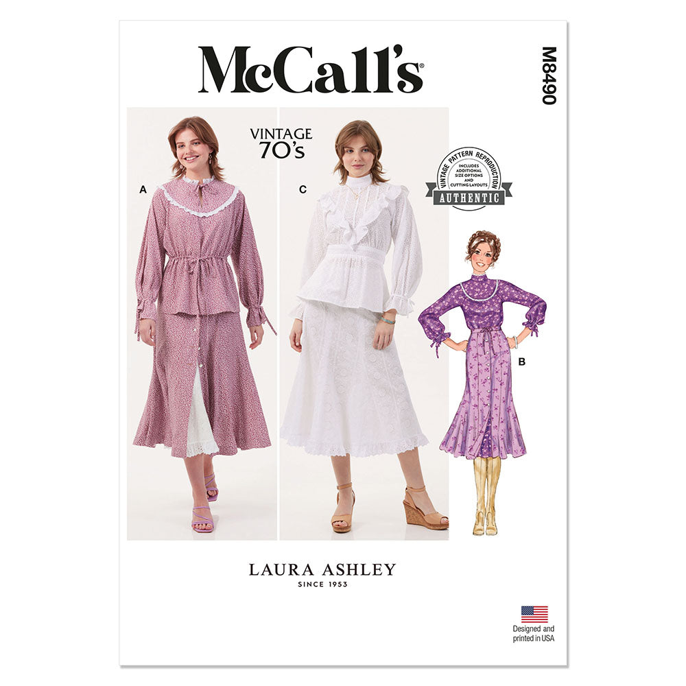 McCALLs M8490 Misses Tops, Skirt and Petticoat by Laura Ashley