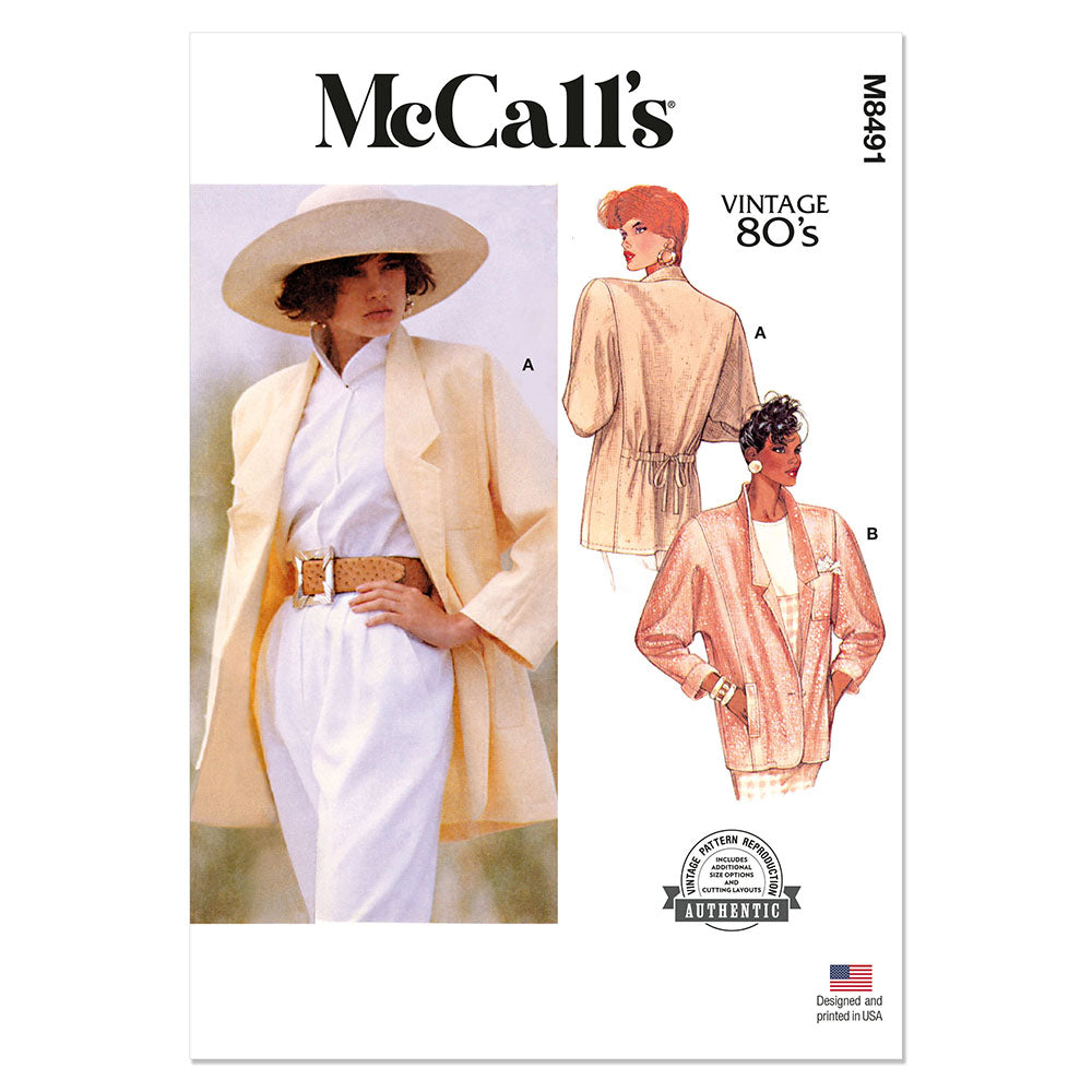 McCALLs M8491 Misses Unlined Jacket