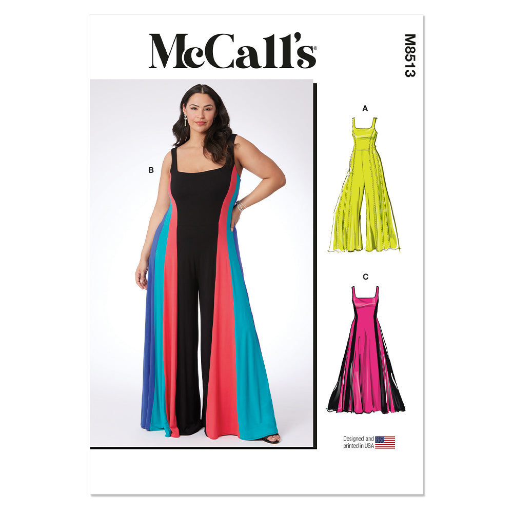 McCALLs M8513 Womens Knit Jumpsuits and Dress