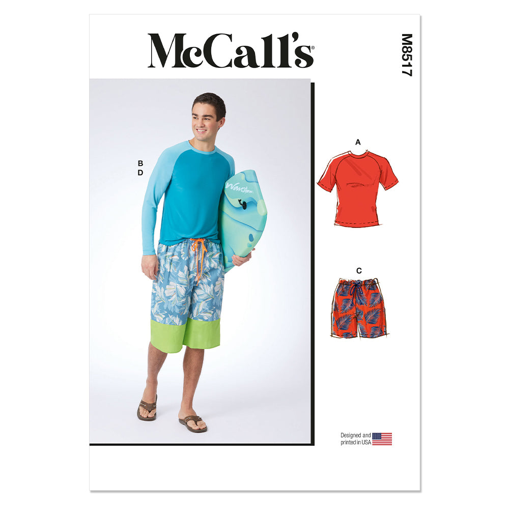 McCALLs M8517 Mens Rashguards and Shorts